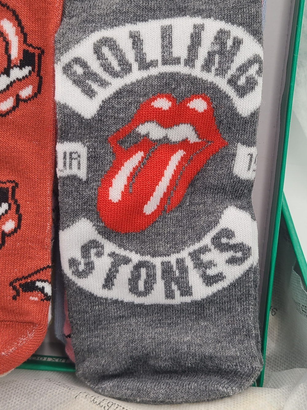 the Rolling Stones Gray Socks with Red Tongue Logo
